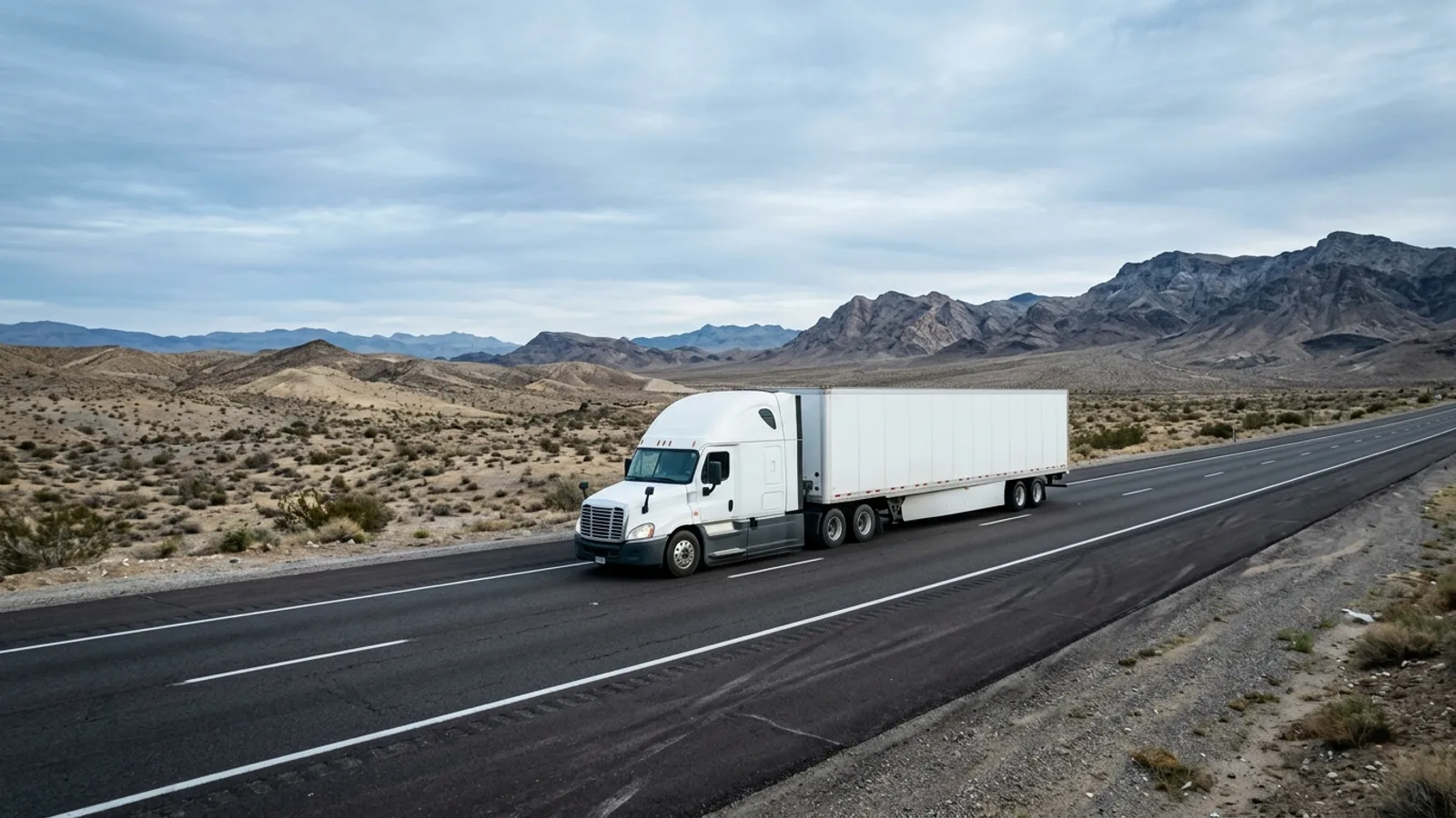 Freight truck on a desert highway